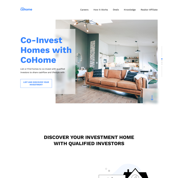 Design by Iryna Cherkova titled "Landing page for Real Estate Co-Investment Marketplace"