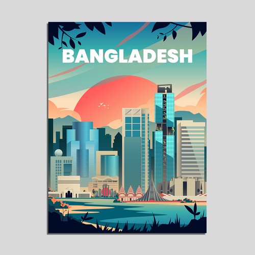 Skyline Wall Art Drawing of Bangladesh Design by DPS21