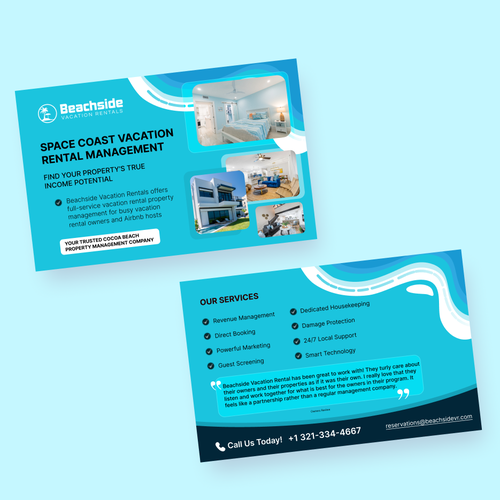 Design a Vacation Rental Management Postcard - Appeal to Property Owners Design by Mahfuz Miah