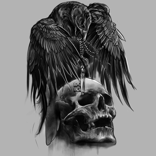 Design di Gothic Raven tattoo di metatron studio