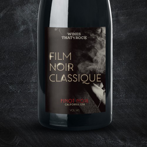 Movie Themed Wine Label - Film Noir Classique Design by grafosi