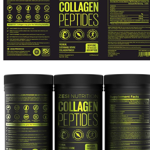 Design an attention grabbing, modern label for our collagen supplement Diseño de Imee008