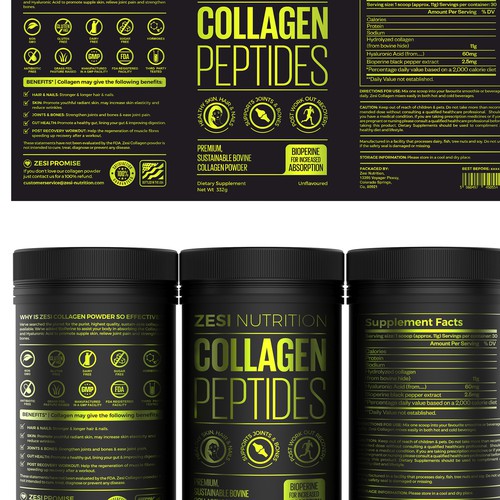 Design an attention grabbing, modern label for our collagen supplement Design by Imee008