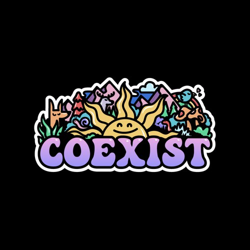NEED FUN AND COLORFUL "COEXIST" STICKER ILLUSTRATED Design by Wanderline