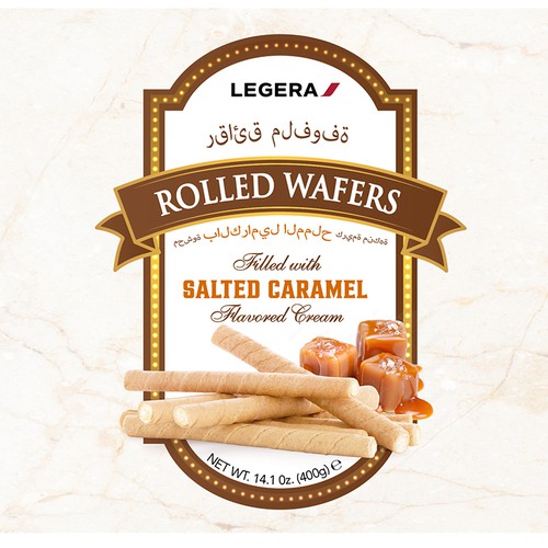 LEGERA Wafer Rolls Pack 125 gm - Salted Caramel Design by Davi Giolo ★