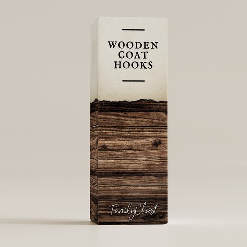 vintage style product packaging for wooden coat hooks for female target group Design by Lady Goga